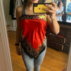 Red traditional satin scarf